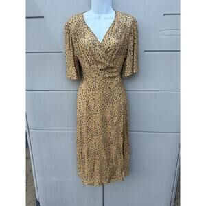 Planet blue life $154 Silky Wrap mini dress Cheetah Print Tie Back Sz S